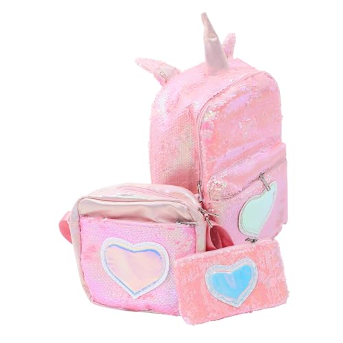 CALLARON 1satz Schulrucksack Set Teilig Mit Glitzer Und Einhorn Praktische Schulranzen Für Mädchen Verstellbare Schultergurte Für Bücher Und Stifte Strapazierfähiges Material von CALLARON
