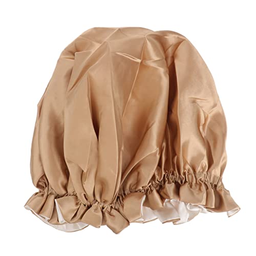 CALLARON 1stück Double Layer Satin Bonnet Für Frauen Große Runde Nachtmütze Atmungsaktive Schlafhaube Khaki Für Haarpflege Während Des Schlafens Komfortabel Und Geräumig von CALLARON