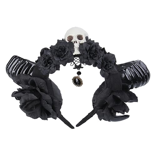 CALLARON 1stück Skull Horn Headpiece Für Halloween Haarschmuck Goth Stil Haarband Mit -muster Perfektes Kostüm-accessoire Für Partys Und Festivals von CALLARON
