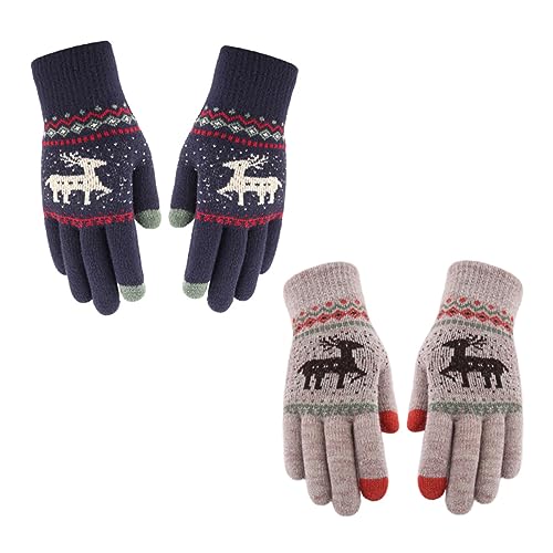 CALLARON 2 Paar Handschuhe Rentier-fäustlinge Thermostrick Geweihhandschuh Gastgeschenke Für Ostern Handwärmer Ski-handbekleidung Fünf Finger Acryl Männer Und Frauen Winterartikel von CALLARON