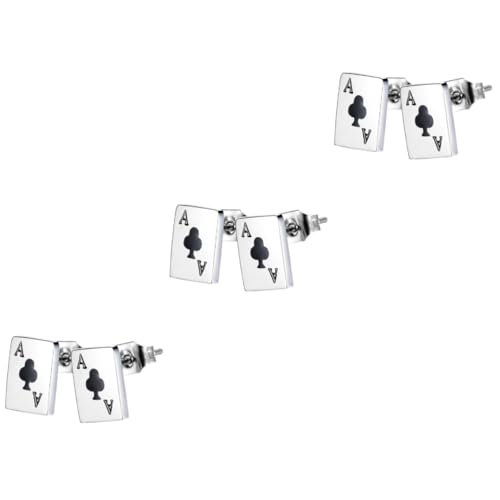 CALLARON Retro-Ohrringe 2 Paar Poker-ohrringe Ohrringe Für Mädchen Modeschmuck Ohrringe Für Frauen Damen Ohrringe Poker Asse Schmuck Sterling Silber Zubehör Stahl Männer Und Frauen von CALLARON