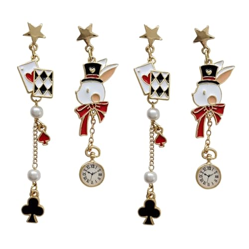CALLARON 2 Paare Asymmetrische Damen Ohrhänger Silber Kleine Kaninchen Drop Earrings Modischer Schmuck für Mädchen Geschenkidee zu Besonderen Anlässen CALLARON 2 Paare Asymmetrische Damen Ohrhänger Silber Kleine Kaninchen Drop Earrings Modischer Schmuck für Mädchen Geschenkidee zu Besonderen Anlässen von CALLARON