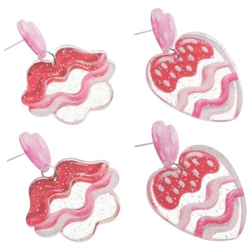 CALLARON 2 Paare Bunte Ohrhänger für Frauen Leichte und Bequeme Ohrringe für Alltag und Partys Süßes Design mit Erdbeere und Lippenmotiven CALLARON 2 Paare Bunte Ohrhänger für Frauen Leichte und Bequeme Ohrringe für Alltag und Partys Süßes Design mit Erdbeere und Lippenmotiven von CALLARON