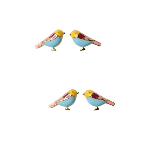 CALLARON 2 Paare Bunte Silber Ohrstecker Mädchen Ohrschmuck Vogel Design Leicht Hautfreundlich Modisch für Damen von CALLARON