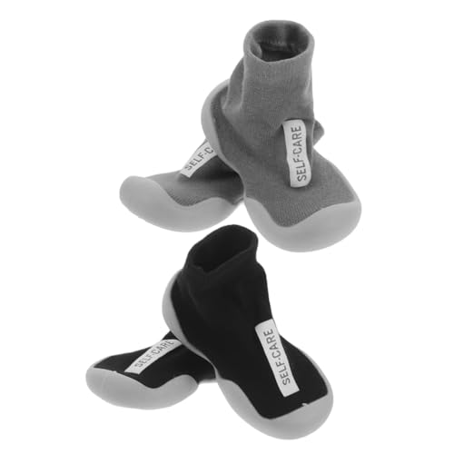 CALLARON 2 Paare Lauflernschuhe Atmungsaktive Weiche Sohle rutschfeste Babysocken Schuhe Für Neugeborene Jungen Mädchen Indoor Und Outdoor von CALLARON