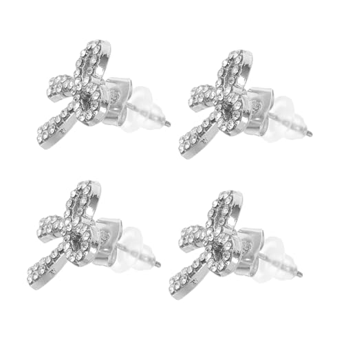 CALLARON 2 Paare Leichte Schleifen ohrringe mit Funkelnden Strasssteinen Kleine Ohrstecker aus Zinklegierung Modischer Zarter Schmuck für Damen und Mädchen Geeignet für Alltag und von CALLARON