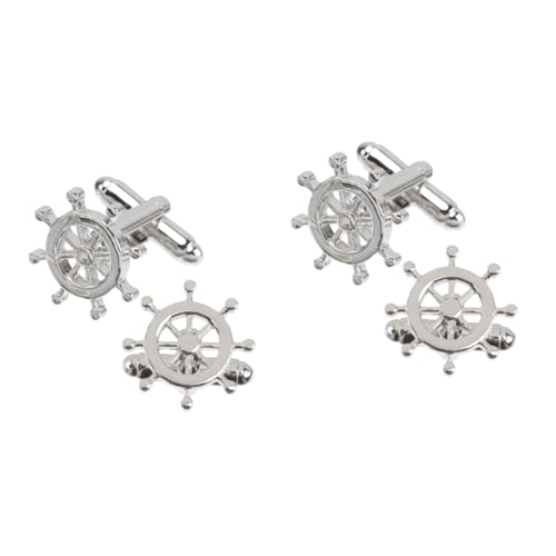 CALLARON 2 Paare Manschettenknöpfe Herren im Design Eines Schiffslenkrads Dekorative Cufflinks Hochwertigem für Anzug und Hemd Stilvolles Accessoire für Besondere Anlässe und Alltag von CALLARON