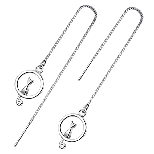 CALLARON 2 Paare Mondförmige Cat Threader Ohrringe Damen Ohrhänger Kupfer Weißgoldbeschichtung Leicht Elegant Tassel Drop Schmuck von CALLARON