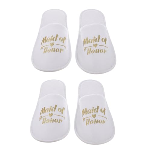 CALLARON 2 Paare Praktische Einweg Brautschuhe aus Stoff mit Goldfarbenem für Hochzeit Brautjungfern für Damen und Herren zur Bachelorette Party von CALLARON