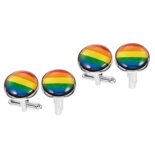 CALLARON 2 Paare Regenbogen-Manschettenknöpfe Kabelbinder Männer binden Tasche herrenhemden spruch tshirt herren Weihnachts-Manschettenknöpfe für Männer Anzug Schmuck Zinklegierung von CALLARON