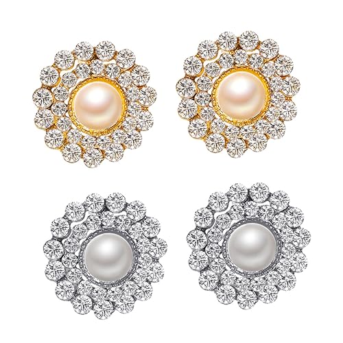 CALLARON 2 Paare Runde Perlen Sonnenblumen Ohrstecker Temperament Ohrringe mit Strass Stilvolle Blumen Ohrschmuck für Damen Leicht und Tragbar für Anlässe und von CALLARON