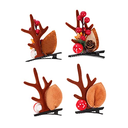 CALLARON 2 Paare Weihnachts Haarspangen Niedliche Rentiergeweih Haarclips für Damen Festliche Haarschmuck Accessoires für Weihnachten Langlebig und von CALLARON