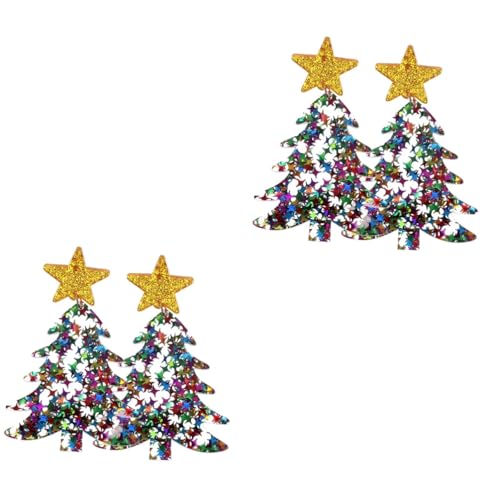 CALLARON 2 Paare Weihnachtsbaum Ohrringe Leicht Modisch Damen Ohrschmuck Kleine Statement Ohrhänger Weihnachten Frauen von CALLARON