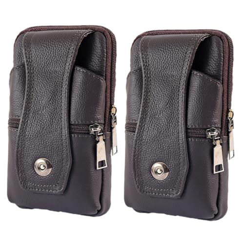 CALLARON 2 STK Handytasche Herren Businesstasche für Herren Gürteltasche aus Rindsleder universelle Businesstasche schicke Handytasche einen Gürtel tragen Geldbörse Herrentasche Mann von CALLARON