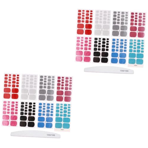 CALLARON 2 Sätze Fußnagel Aufkleber Nail Art Sticker Mit Glitzer Für Nagelfeile Für Partys Und Besondere Anlässe 8 Blätter * 2 von CALLARON