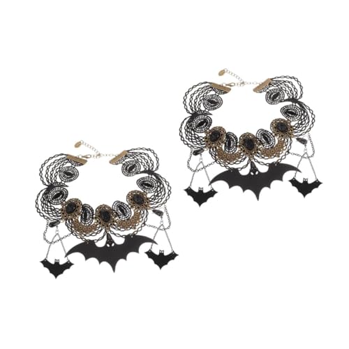 CALLARON 2 Sätze Halloween Schmuckset Damen Bat Anhänger Kette Ohrstecker Set Kreatives Gothic Halskette Ohrring Set Langlebiger für Party Mottoparty von CALLARON