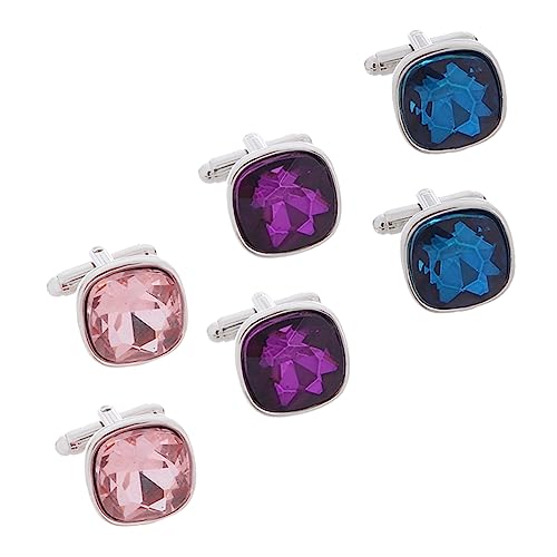 CALLARON 2 Sätze Manschettenknöpfe Mit Glasdiamanten Krawatte Revers Schild Hochzeitsanzüge Anzugknöpfe Für Männer Goldene Anzughemdnadel Herrenhemd Steampunk Set 3 Paare * 2 von CALLARON