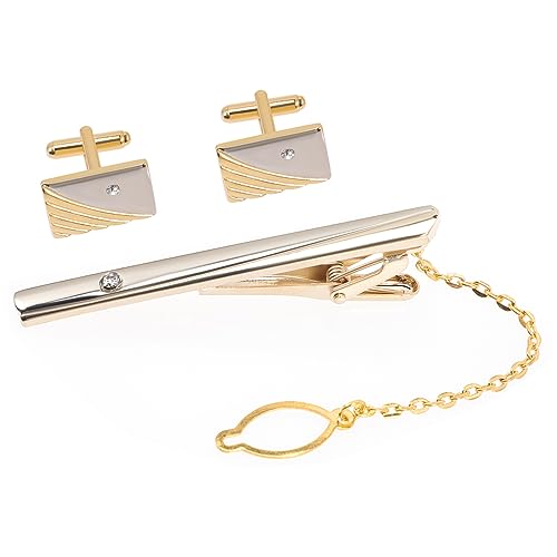 CALLARON 2 Sätze Manschettenknöpfe Mit Krawattennadel Binden Sackleinen Schwarze Krawattenklammer Accessoires Dekoration Musterperlen Dekorativer Ringriemen Eisbecher Clip Legierung Golden von CALLARON