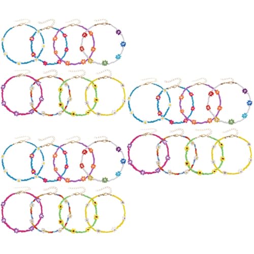 CALLARON 2 Sätze Reis- -Blumen-fußkettchen Sommerschmuck Für Frauen Strandparty-schmuck Trendy Fußkettchen Für Damen Mit Großem Knöchel Reize Paare Armbänder Reifen Legierung 8 Stück * 2 von CALLARON