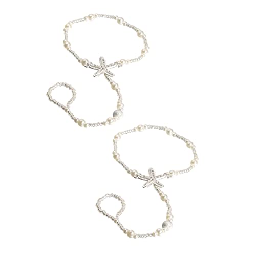 CALLARON 2 Sätze Seestern Fußkettchen Schuhe Dekorationen Zehe Halskette Elegant Frauen Schmuck Braut Schleierkraut Armbänder Knöchel Dekorative Fußketten Kristallperlen 2 Stück * 2 von CALLARON