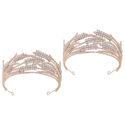 CALLARON 2 Stck Barock Tiara Krone Damen Hochzeit Haarschmuck Braut Stirnband für Festliche Anlässe Komfortabel Leicht Tragbar Stilvoll Verzierte Mädchen Krone von CALLARON