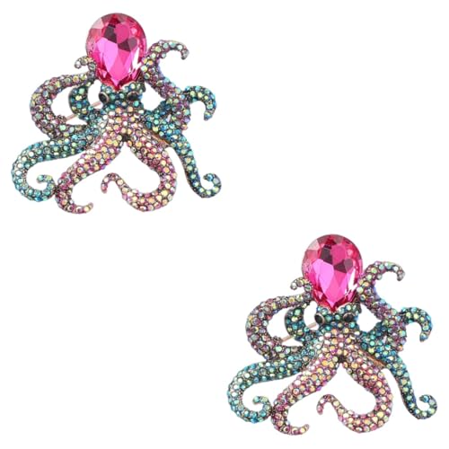 CALLARON 2 Stück Alloy Octopus Brooch für Damen Strassbrosche als Modisches Accessoire für Kleidung Hüte Schals und Taschen Einzigartiges Design für Besondere Anlässe und Alltag von CALLARON