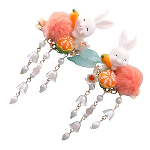 CALLARON 2 Stück Altstil Haarclip -kopfschmuck Hasenklammern Haarzubehör Hasenhaarspange Haarbarrette Haarschmuck Haarspange Mädchen Häschen Haarnadel Kaninchen Haarnadel Bobby Plüsch von CALLARON