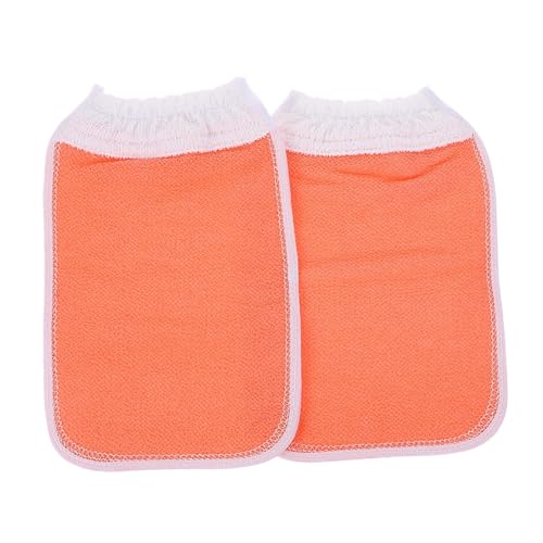 CALLARON 2 Stück Badetuch Doppelt Peelinghandschuh Zum Peeling, Peelingtuch Körper Schrubben Tiefes Peelinghandschuh Handschuhe Handtuch Badeschrubber Pflanzenfasern Orange von CALLARON