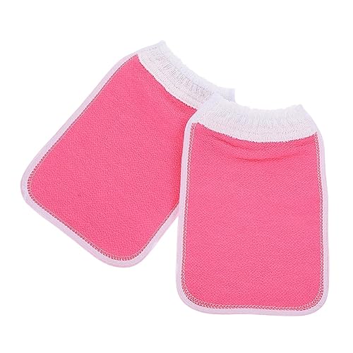 CALLARON 2 Stück Badetuch waschen Duschhandschuhe für Peeling-Handschuh seidig Peeling-Handtuch sanft Handschuhe Schrubben Sie Fäustlinge Pflanzenfasern Rosa von CALLARON