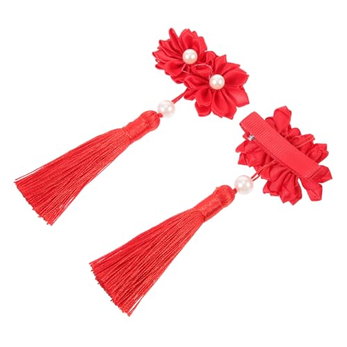 CALLARON 2 Stück Blume Haarspange Kopfschmuck Haarklammern Mädchen Zubehör Quaste Haarspange für Clips haarschmuck Haar Klammern Mini-Haarspangen Blumenhaarnadel Haarnadel der Stoff von CALLARON