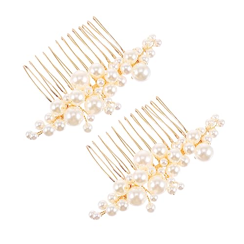CALLARON 2 Stück Braut Haarkamm aus Perlen Luxuriöse Haarspangen für Hochzeiten Brautschmuck Haarschmuck für Damen Eleganter Kopfschmuck für Brautjungfern und Besondere Anlässe von CALLARON