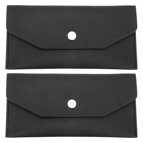 CALLARON 2 Stück Briefumschläge aus schwarzem Leder – Geldbeutel, wiederverwendbar, Receipt Organizer, tragbar, zum Verwalten des Budgets und zur Aufbewahrung von Quittungen, 17,5 x 9 x 1 cm von CALLARON