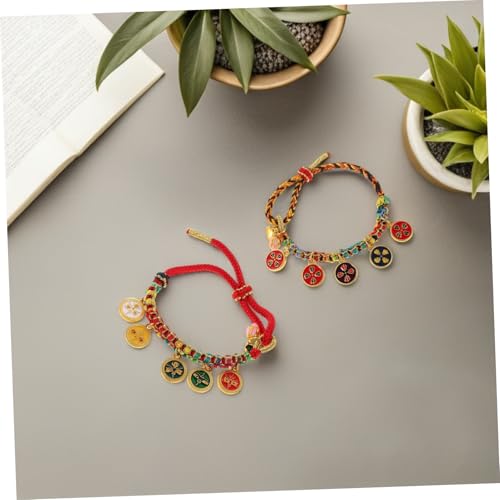 CALLARON 2 Stück Bunte Tibetische Handgewebte Baumwollseil Armband Unisex Verstellbar Langlebig Vielseitig Für Wohlstand und Glück von CALLARON