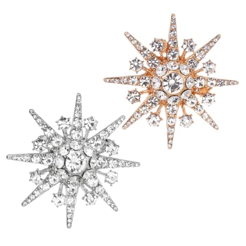 CALLARON 2 Stück Corsage Brosche mit Funkelnden Strasssteinen Kreative Anstecknadel Langlebiger Legierung Gold und Silber Modisches Schmuckaccessoire für Damenkleidung und Festliche Anlässe von CALLARON
