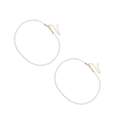 CALLARON 2 Stück Einlagige Weiße Perlen Halskette für Damen Kreative Clavicle Kette Farbigen Perlen Modischer Schmuck für Sommer und Alltag CALLARON 2 Stück Einlagige Weiße Perlen Halskette für Damen Kreative Clavicle Kette Farbigen Perlen Modischer Schmuck für Sommer und Alltag von CALLARON