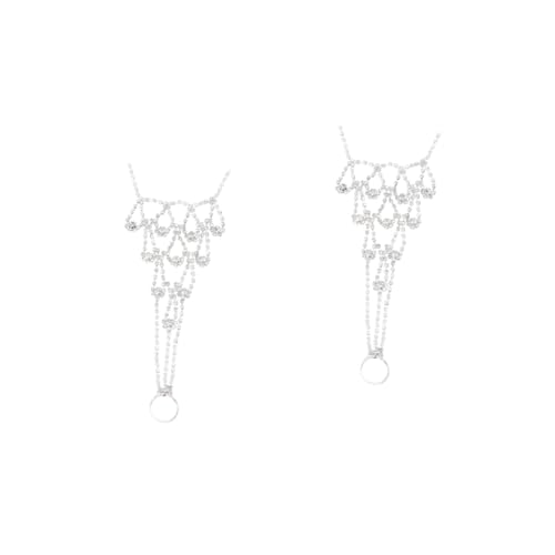 CALLARON 2 Stück Elegante Wasserfeste Fußkette Damen Strandschmuck Verstellbar mit Glitzernden Kristallen Schmuck für Braut und Alltag von CALLARON