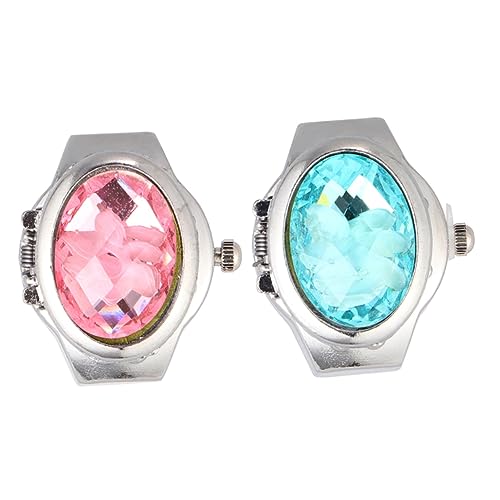 CALLARON 2 Stück Flip Up Cover Fingeruhren Kreative Quarzringuhren Blau und Geeignet für Fingergrößen von Stilvolle Accessoires für von CALLARON