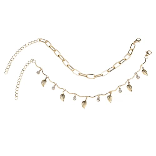 CALLARON 2 Stück Fußkettchen mit Blätterdesign Verstellbare Fußschmuck Ketten für Damen für und Langlebige Verwendung von CALLARON