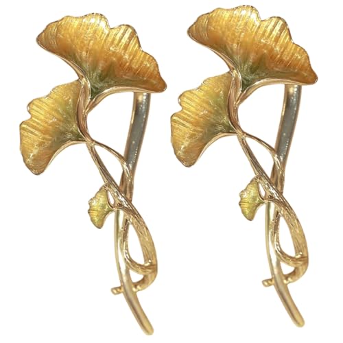 CALLARON 2 Stück Ginkgo Blatt Haarclip Blatthaarklammern Kopfstück für Frauen Blatt Haarknoten Bußgeld Halter Mädchen haarschmuck Haarspange aus Metallblatt Haarspange Haarspange Legierung von CALLARON