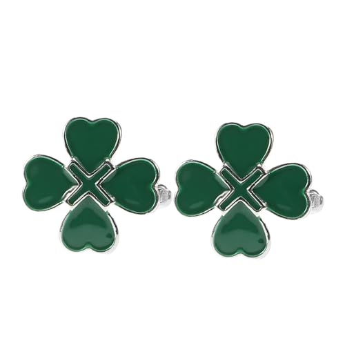 CALLARON 2 Stück Grüne Kleeblatt Manschettenknöpfe Irischer Vierblatt Manschettenschmuck Manschettenknöpfe Aus Legierung Für Herren St Patrick'S Day Partyzubehör Vintage von CALLARON