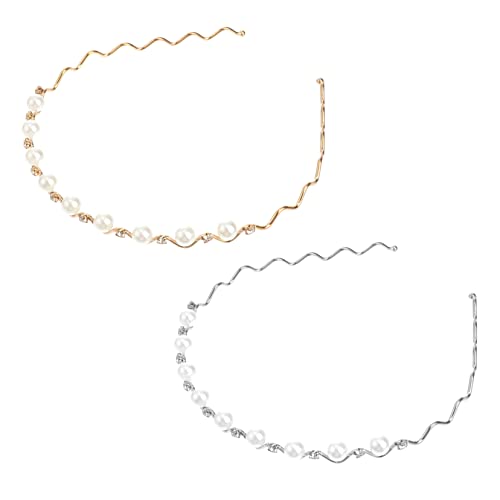 CALLARON 2stücke Perlenstirnband Für Damen Kristallstirnband Haarband Mit Perlen Und Kristallen Kopfbedeckung Kleiderzubehör Silber Und Gold Elegantes Stirnband Für Besondere Anlässe von CALLARON