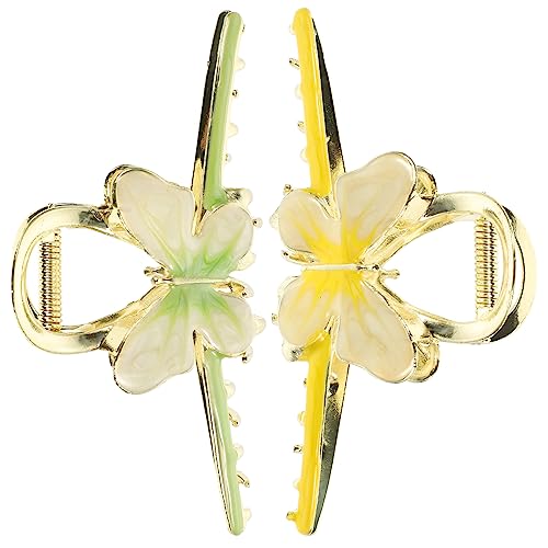 CALLARON 2 Stück Haarnadel Schmetterling Für Schmetterlinge Haarspangen Druckknopf Dicke Haarspange Frauen Große Haarspangen Dicke Haarklauenklammern Blau Funkelnd Gold Pferdeschwanz von CALLARON