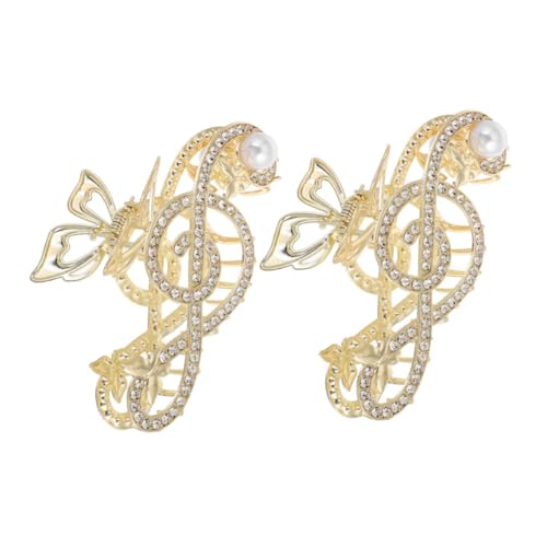 CALLARON 2stücke Haarklammer Für Mädchen Mit Musiknoten-design Und Perlen Accessoire Mit Strasssteinen Für Hochzeiten Und Partys Rutschfest Für Dickes Haar von CALLARON