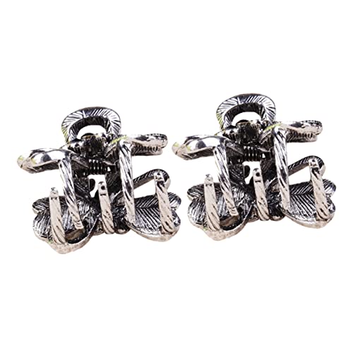 CALLARON 2 Stück Haarnadel greifen Haarklammern Haare für Mädchen Mini-Haarspangen dünn Kiefer haarschmuck kleine Klemmbacken für Haare kleine Krallenklammern für Damen Zinklegierung Silber von CALLARON