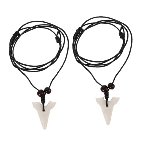 CALLARON 2 Stück Haifischzahn Halskette für Damen Gefertigter Dekorativer Schmuck Strapazierfähigem Harz für Partys Dates und Alltag von CALLARON