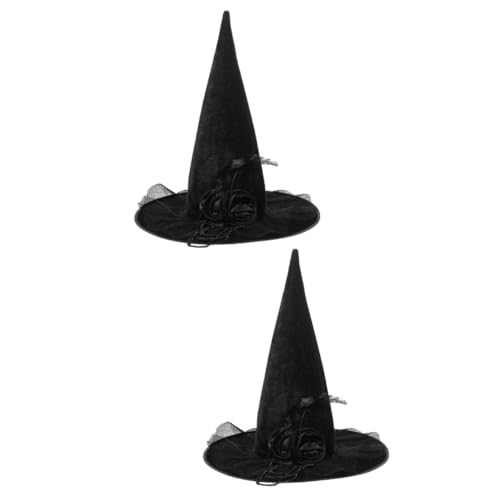 CALLARON 2 Stück Halloween Hexenhut mit Blumen und Federn Leichtes Cosplay Kostümaccessoire für Damen Karneval Kopfbedeckung für Halloween Party Make Up und Festival von CALLARON