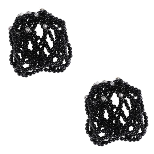 CALLARON 2 Stück Handgefertigtes Elastisches Haarnetz mit Perlenbesatz Gehäkeltes Haarnetz für Tanzaufführungen Duttnetz für Frauen und Mädchen Stilvoller Haarschmuck für Ballett und Party von CALLARON