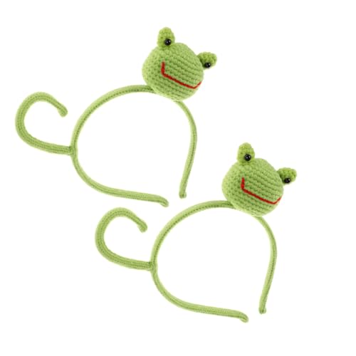 CALLARON 2 Stück Handgefertigtes Frosch Haarbänder mit Großen Augen Süßes Gestricktes Make Up Stirnband für Damen Weiches Langlebiges Kopfband für Hautpflege Spa und Kostüm Events von CALLARON