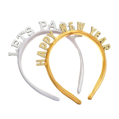CALLARON 2 Stück Happy Year Haarbänder Festival Haarschmuck für Erwachsene für Weihnachten Silvester und Feierlichkeiten Komfortabel und von CALLARON