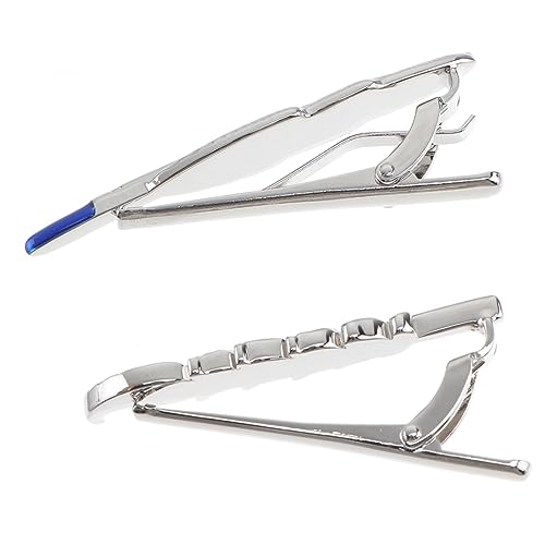 CALLARON 2 Stück Herren Krawattenklammern Silber Stilvolle Krawattenclips für Business und Freizeit mit Zwei Unterschiedlichen Designs für Anzüge und Formelle Anlässe von CALLARON